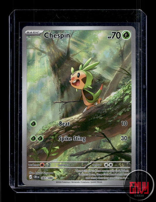 Chespin Near Mint 087/086 Shiny Rare ME04: Chaos Rising Pokemon