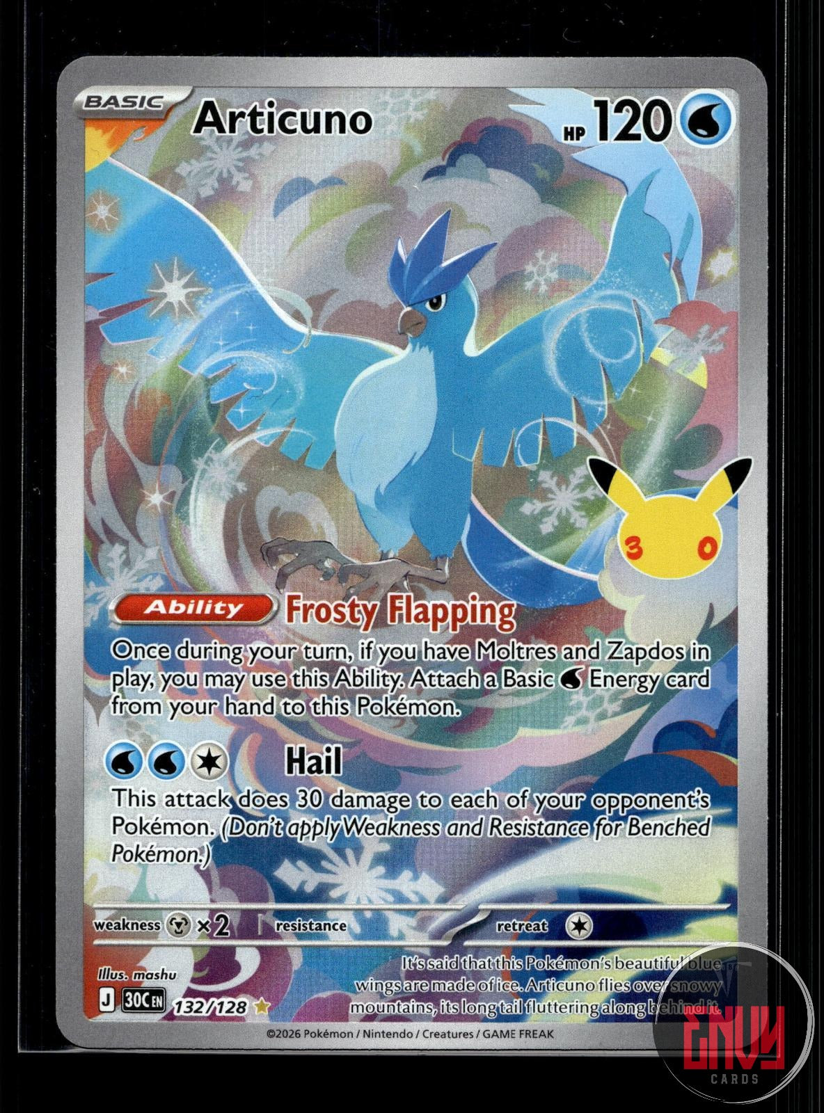 Articuno NM 132/128 IR ME: 30th Celebration Pokemon Holo