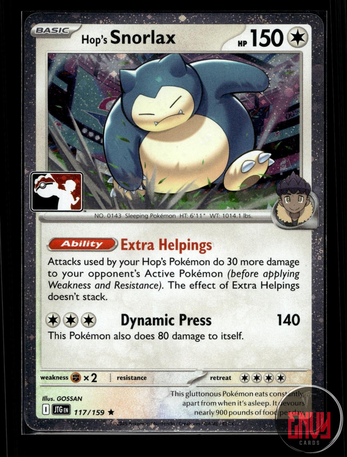Hop's Snorlax (Cosmos Holo) NM 117/159 R Prize Pack Series Cards Pokemon