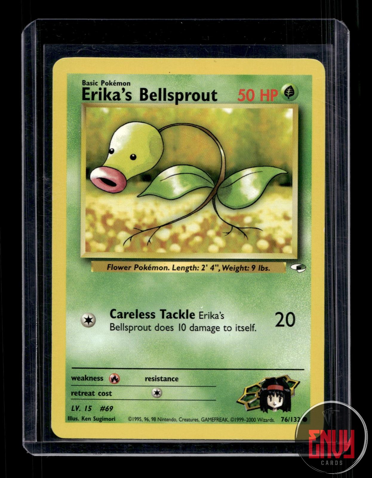 Erika's Bellsprout Lightly Played 76/132 Common Gym Heroes Pokemon Unlimited