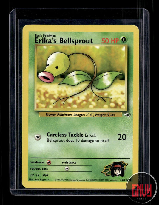 Erika's Bellsprout Lightly Played 76/132 Common Gym Heroes Pokemon Unlimited