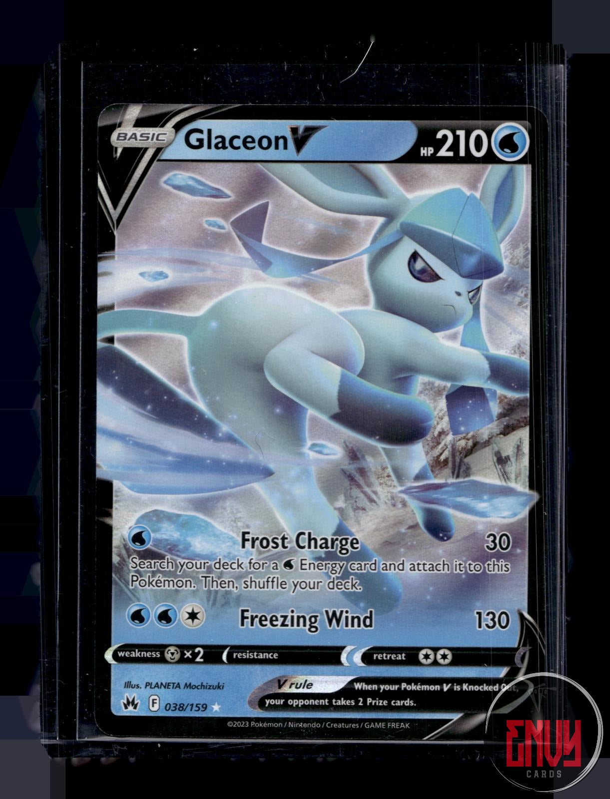 Glaceon V Near Mint 038/159 V Rare Crown Zenith Pokemon Holo