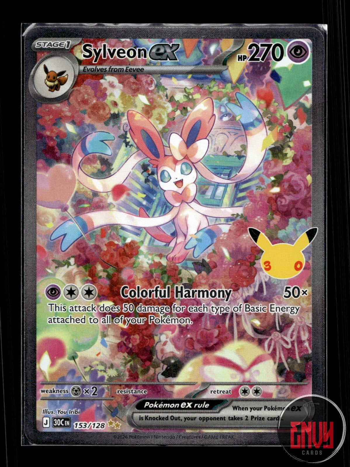 Sylveon ex NM 153/128 SIR ME: 30th Celebration Pokemon Holo