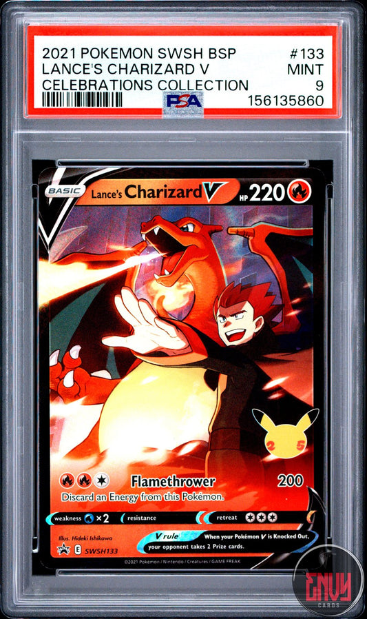 Lance's Charizard V 133 Celebrations Collection Pokemon PSA 9 Mint
