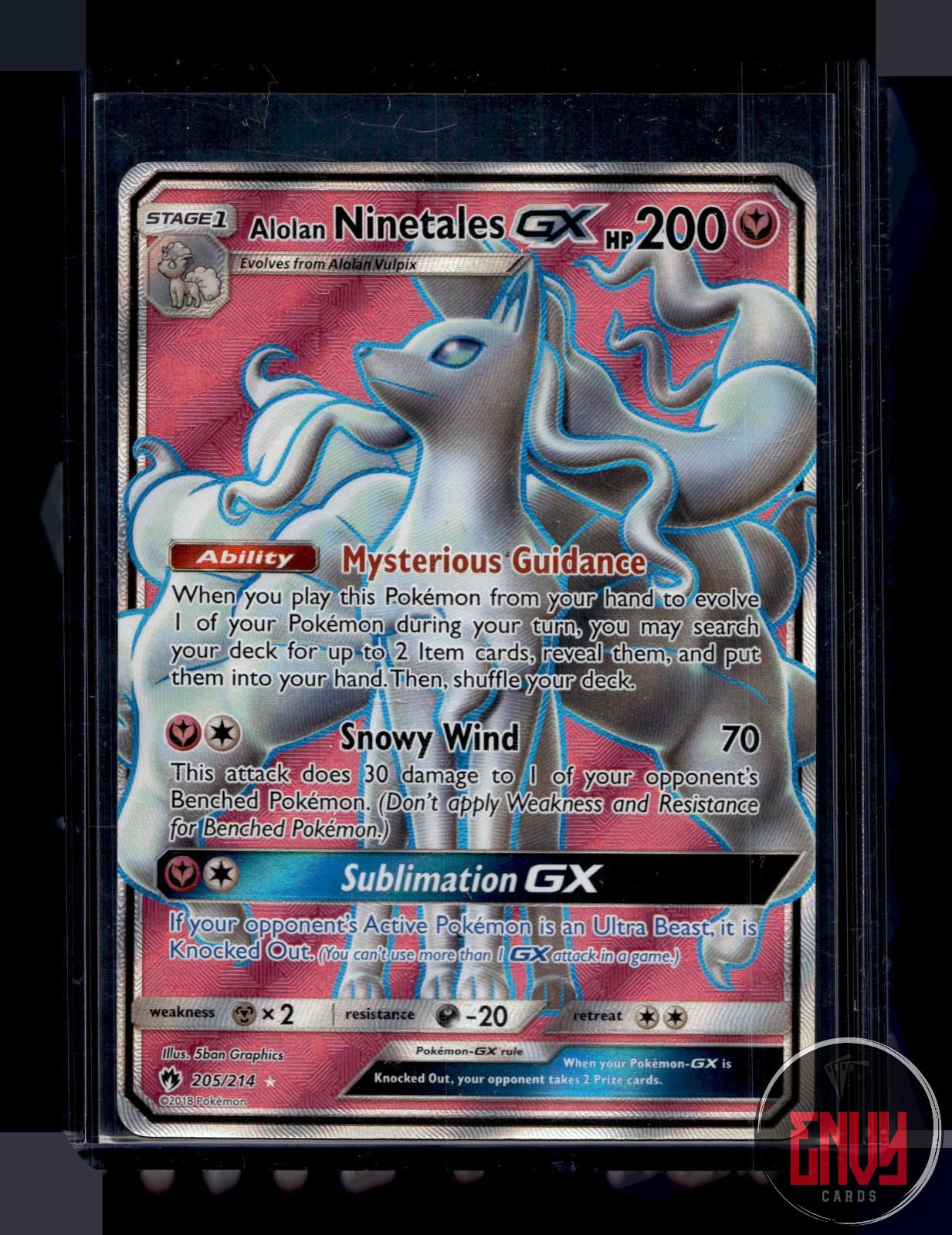 Alolan Ninetales GX Lightly Played 205/214 Ultra Rare Lost Thunder Pokemon Holo