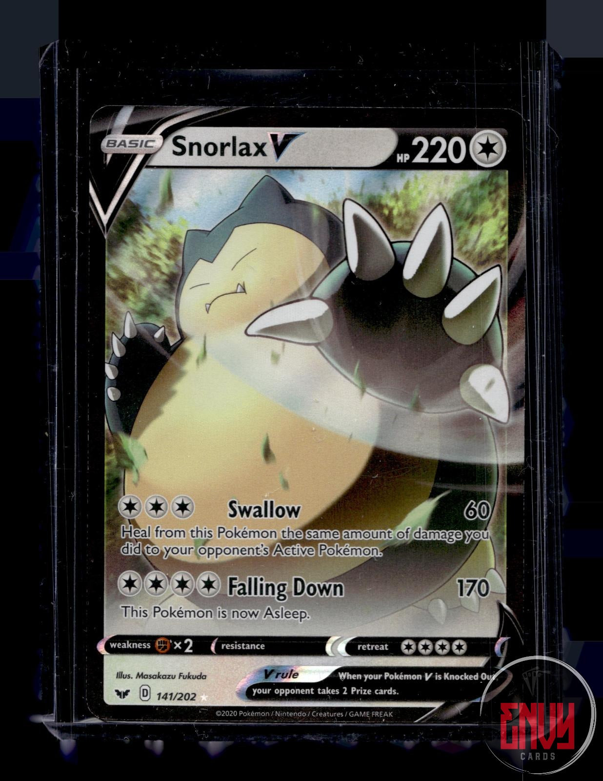 Snorlax V Near Mint 141/202 V Rare Sword & Shield Pokemon Holo