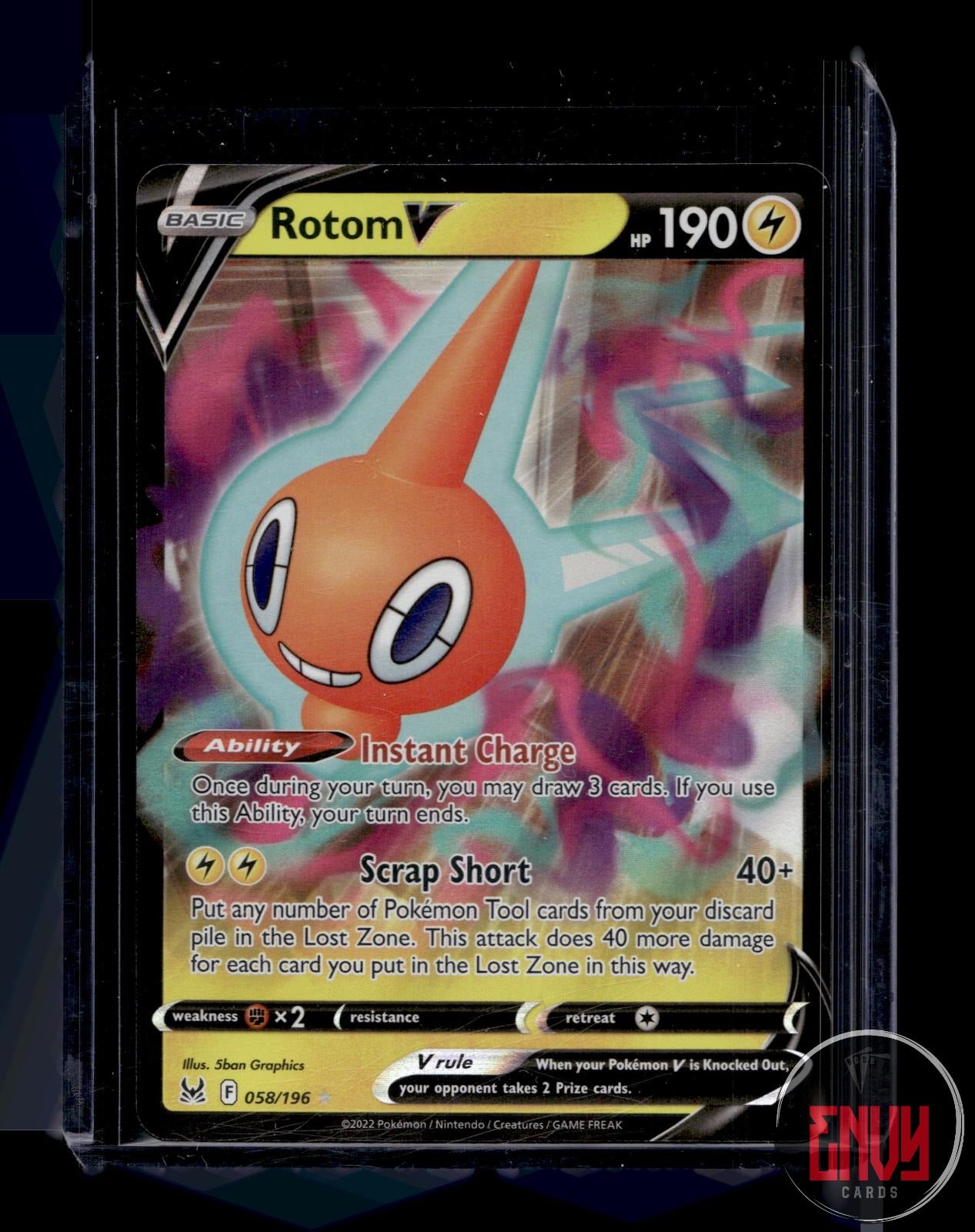 Rotom V Near Mint 058/196 V Rare Lost Origin Pokemon Holo