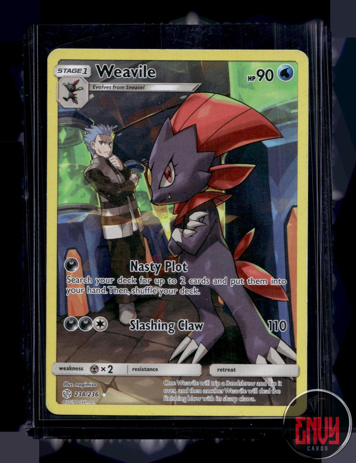 Weavile Moderately Played 238/236 Secret Rare Cosmic Eclipse Pokemon Holo