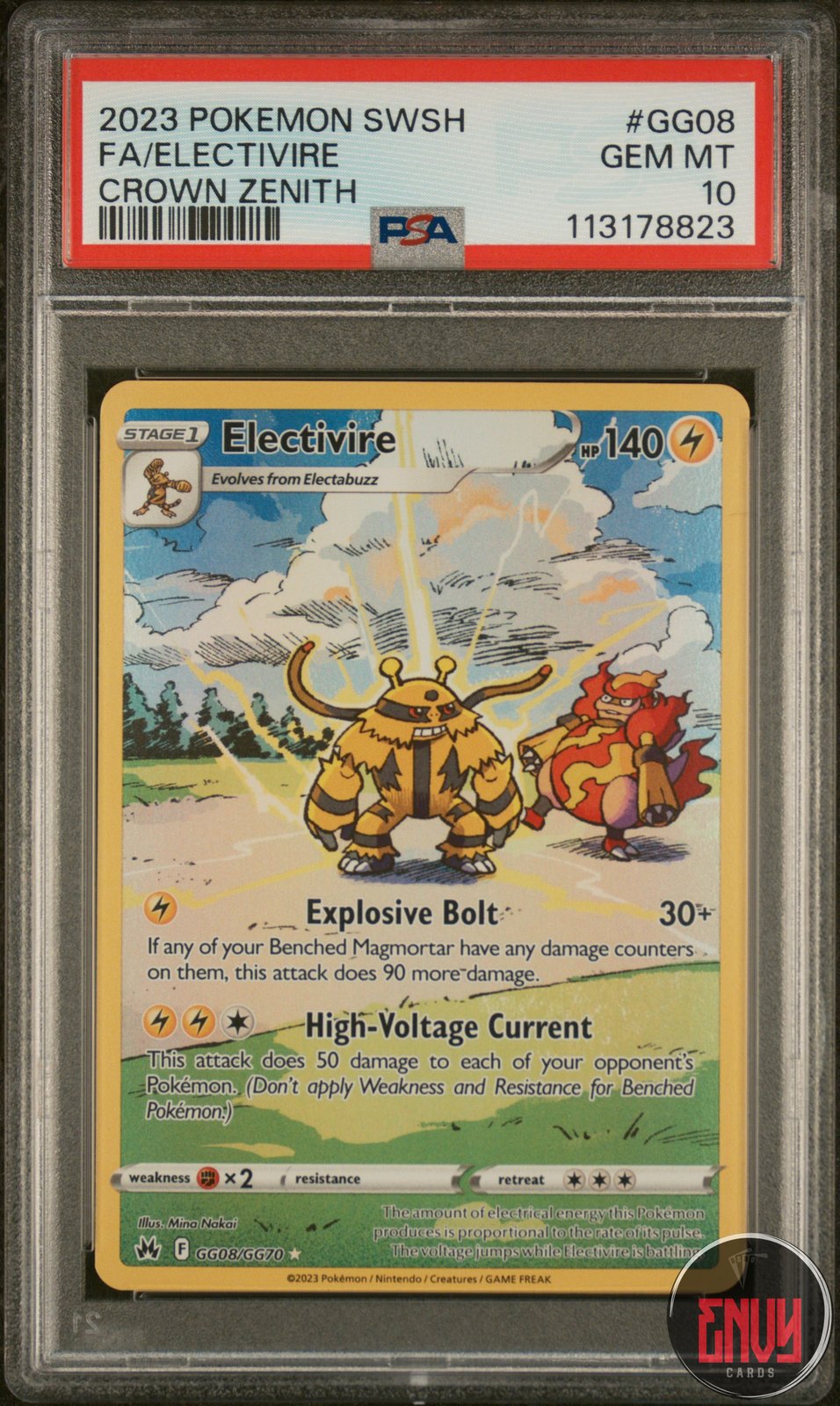 Electivire Gg08/Gg70 Sword Shield Crown Zenith Pokemon PSA 10
