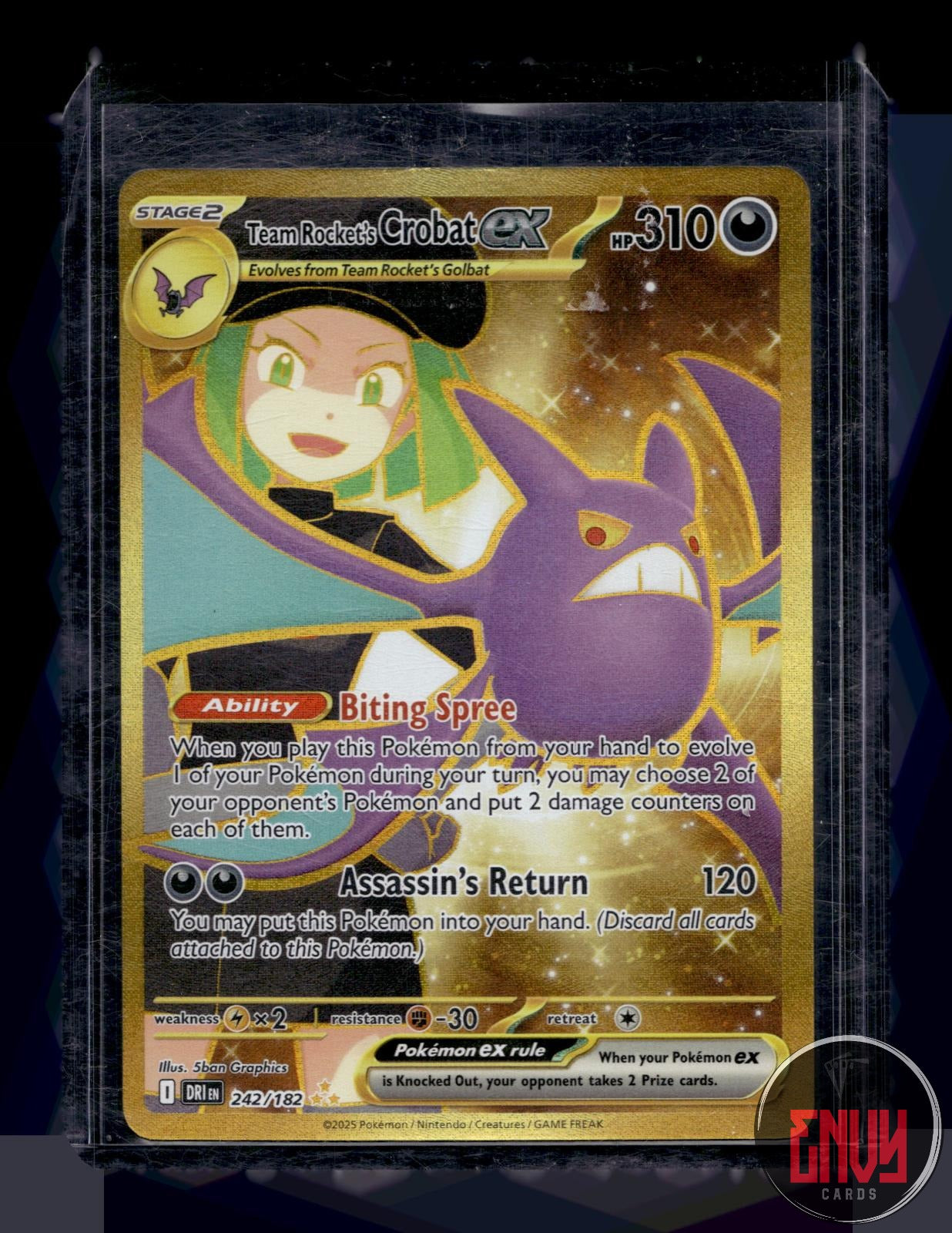Team Rocket's Crobat ex Near Mint 242/182 Hyper Rare Destined Rivals Pokemon