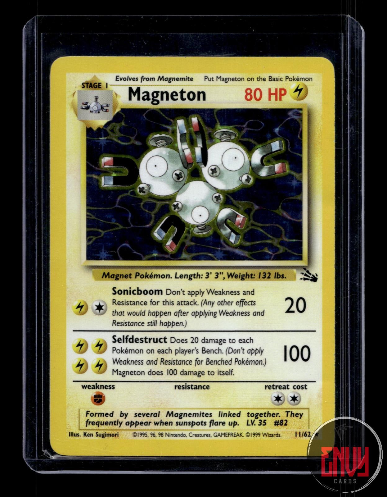 Magneton Lightly Played 11/62 Rare Fossil Pokemon Unlimited Holo