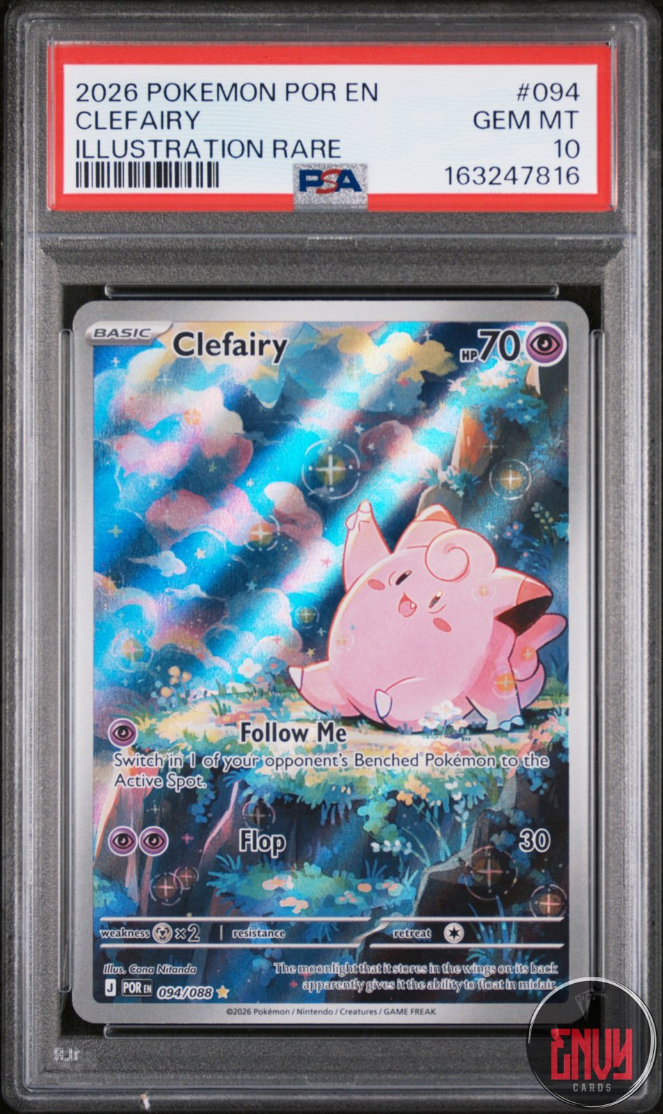 Clefairy 094 Illustration Rare Por En-Perfect Order Pokemon PSA 10