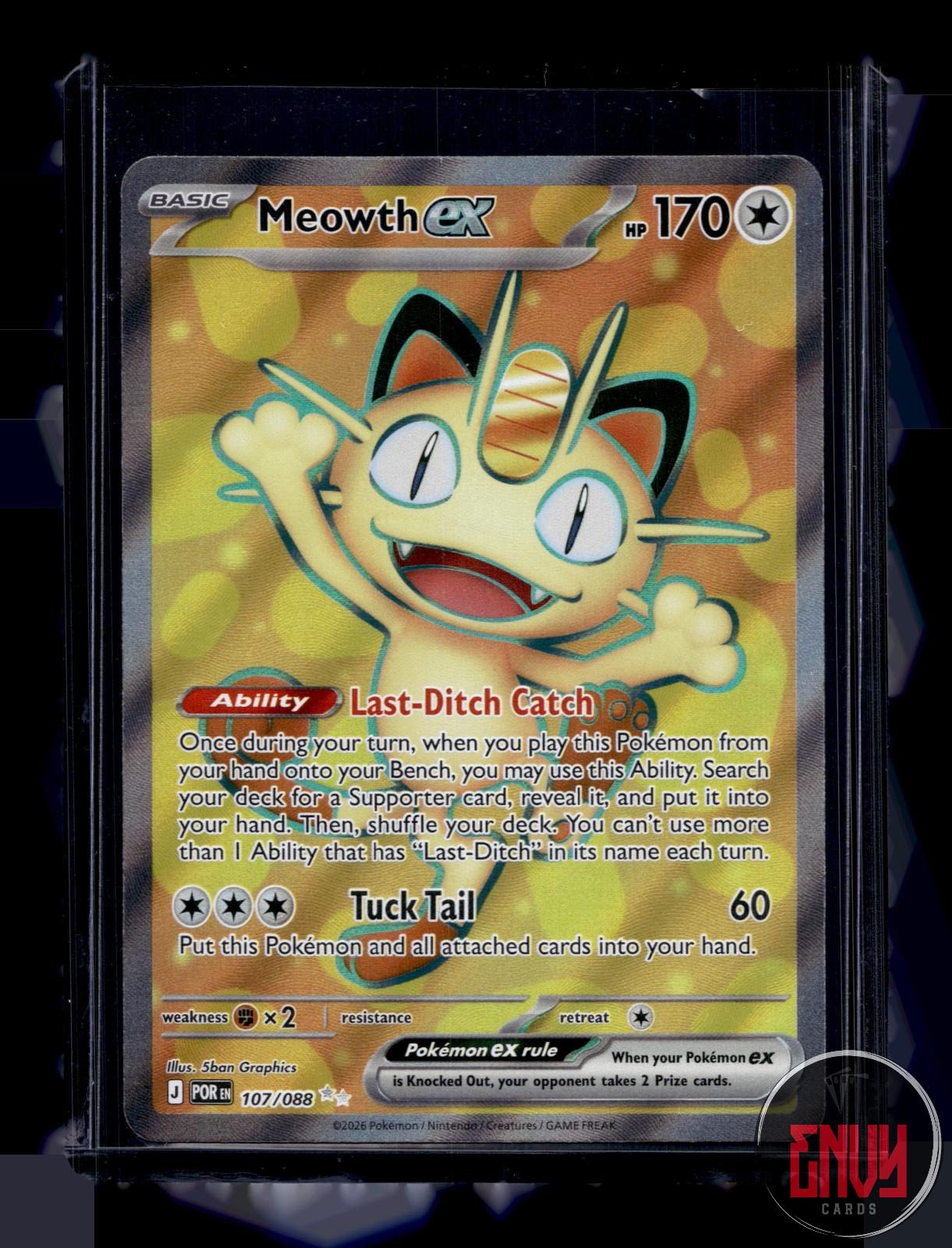Meowth ex Near Mint 107/088 Ultra Rare Perfect Order Pokemon Holo