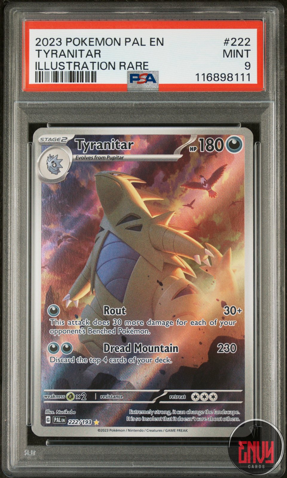 Tyranitar 222/193 Illustration Rare Pal En-paldea Evolved Pokemon PSA 9