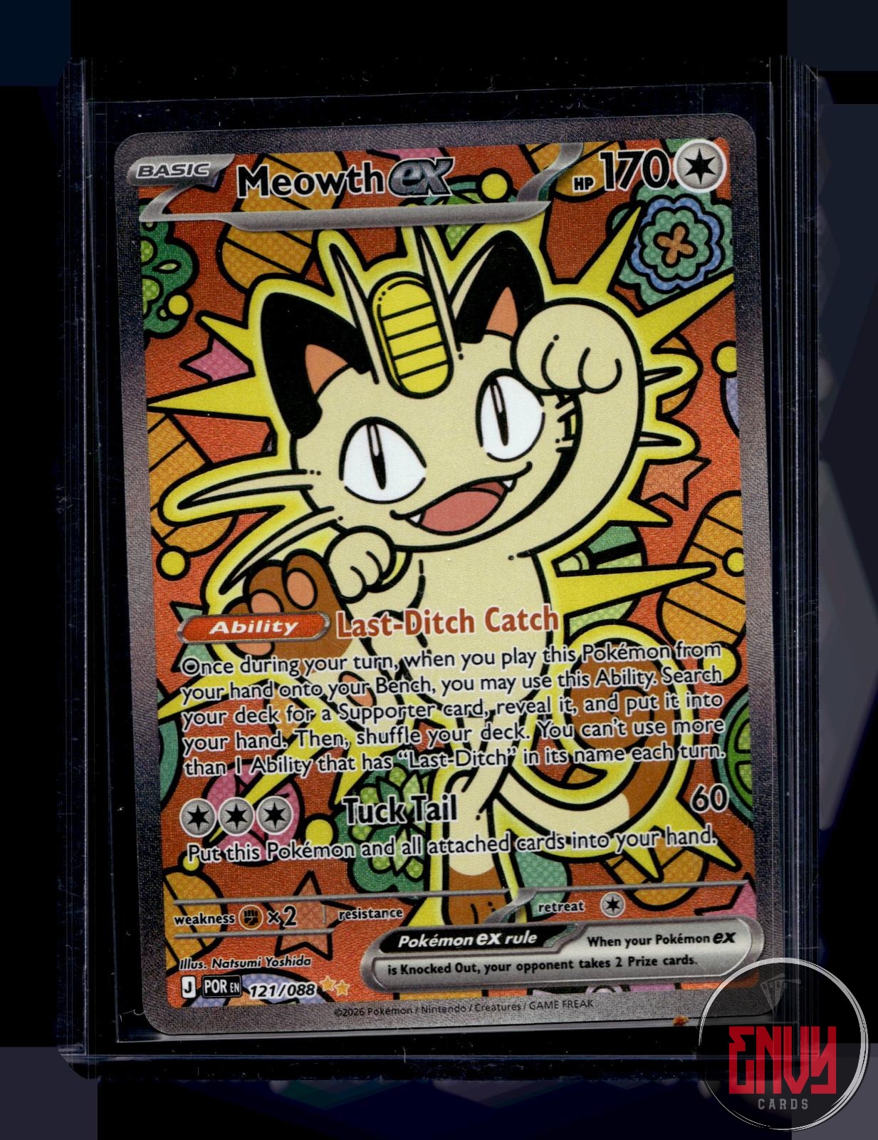 Meowth ex Near Mint 121/088 Special Illustration Rare Perfect Order Pokemon Holo