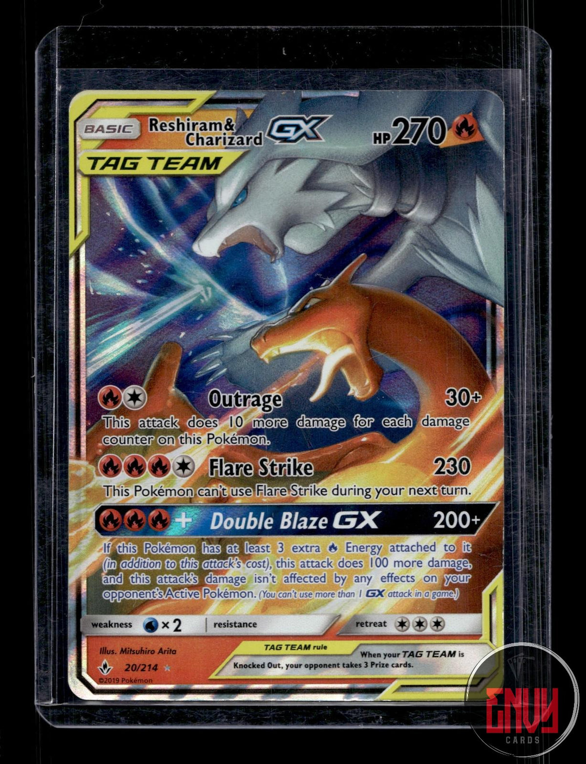 Reshiram & Charizard GX LP 20/214 GX Rare Unbroken Bonds Pokemon Holo