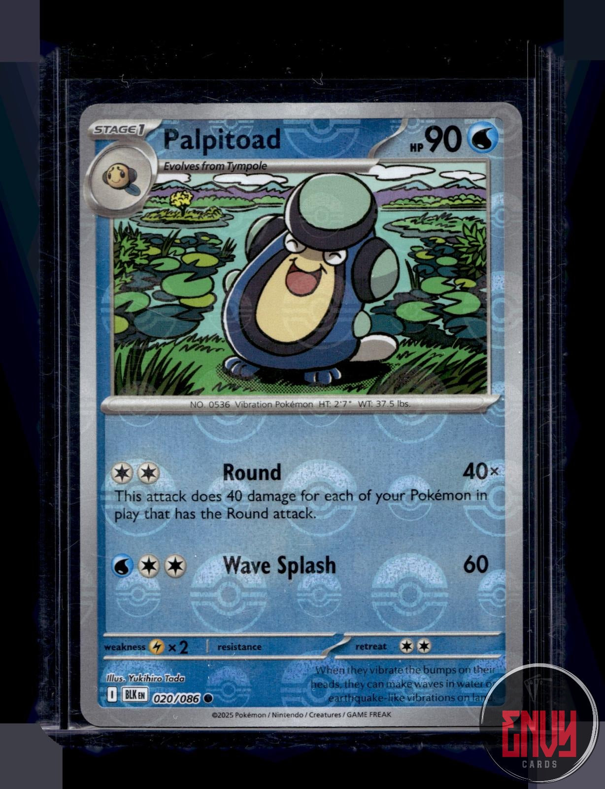 Palpitoad (Poke Ball Pattern) Near Mint 020/086 Common Black Bolt Pokemon Holo