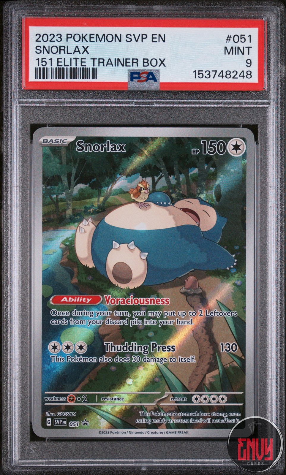 Snorlax 051/165 151 Elite Trainer Box Svp En-sv Black Star Promo Pokemon PSA 9