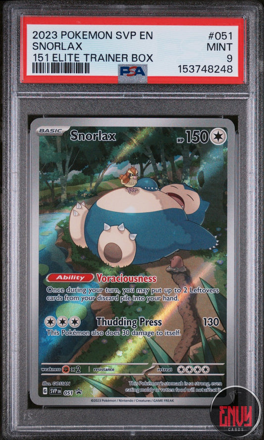 Snorlax 051/165 151 Elite Trainer Box Svp En-sv Black Star Promo Pokemon PSA 9