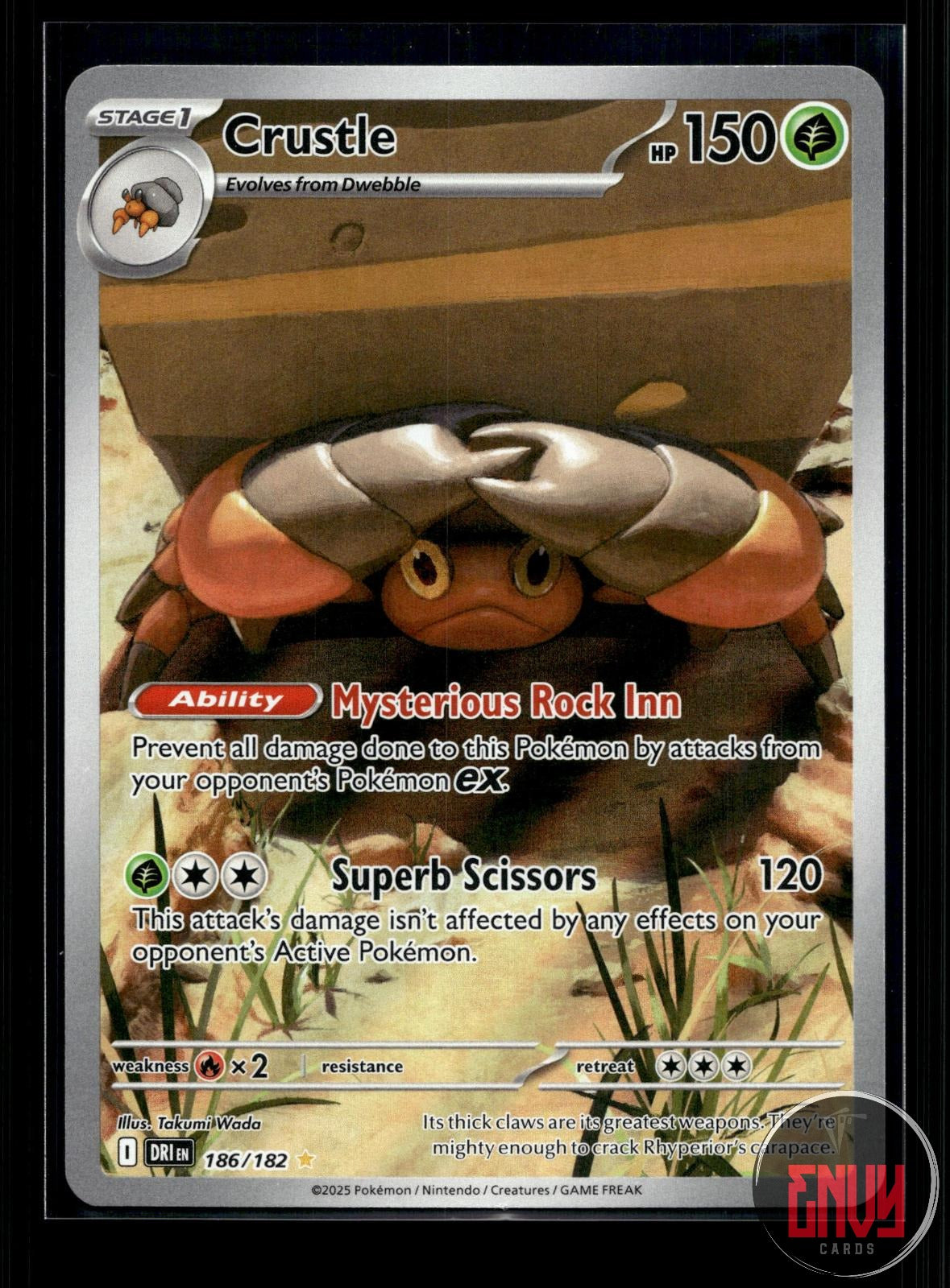 Crustle NM 186/182 IR Destined Rivals Pokemon Holo