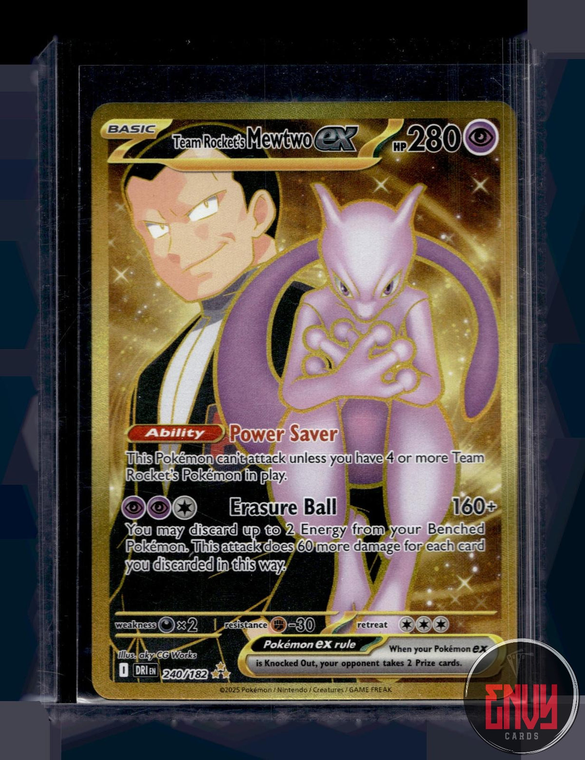 Team Rocket's Mewtwo ex NM 240/182 HR Destined Rivals Pokemon Holo