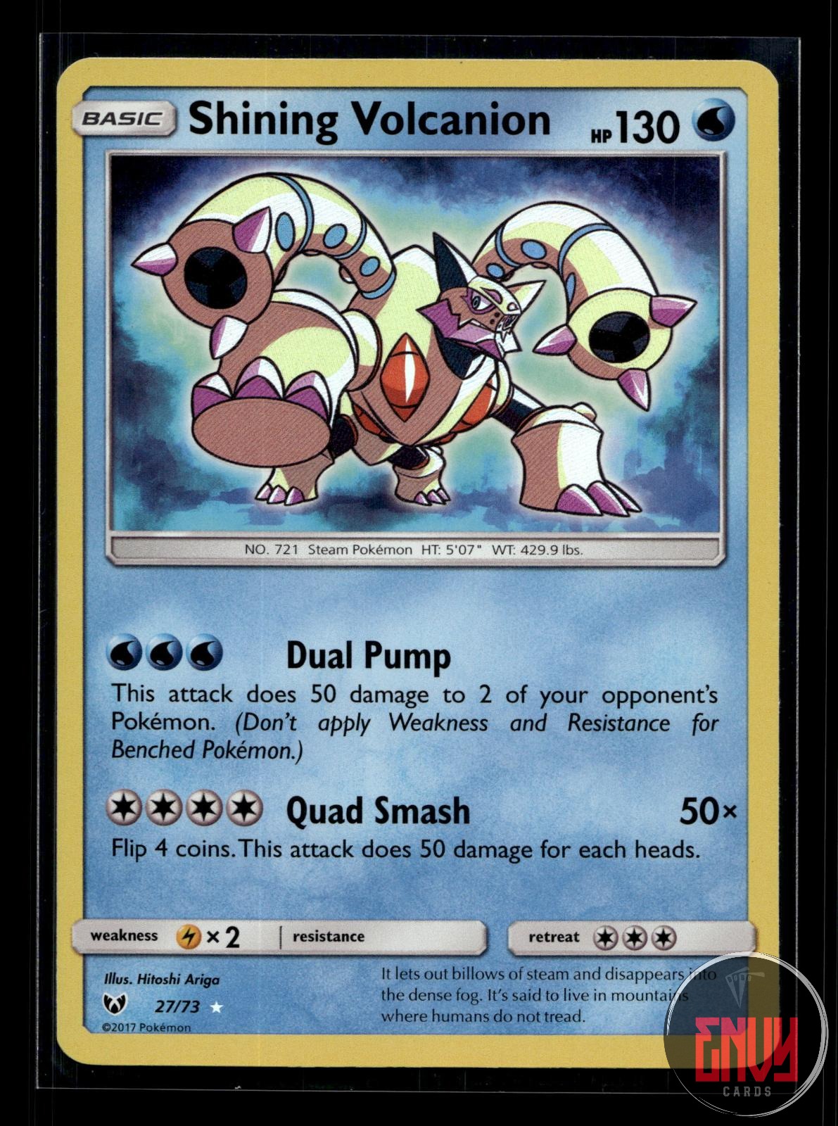 Shining Volcanion NM 27/73 SEC Shining Legends Pokemon Holo