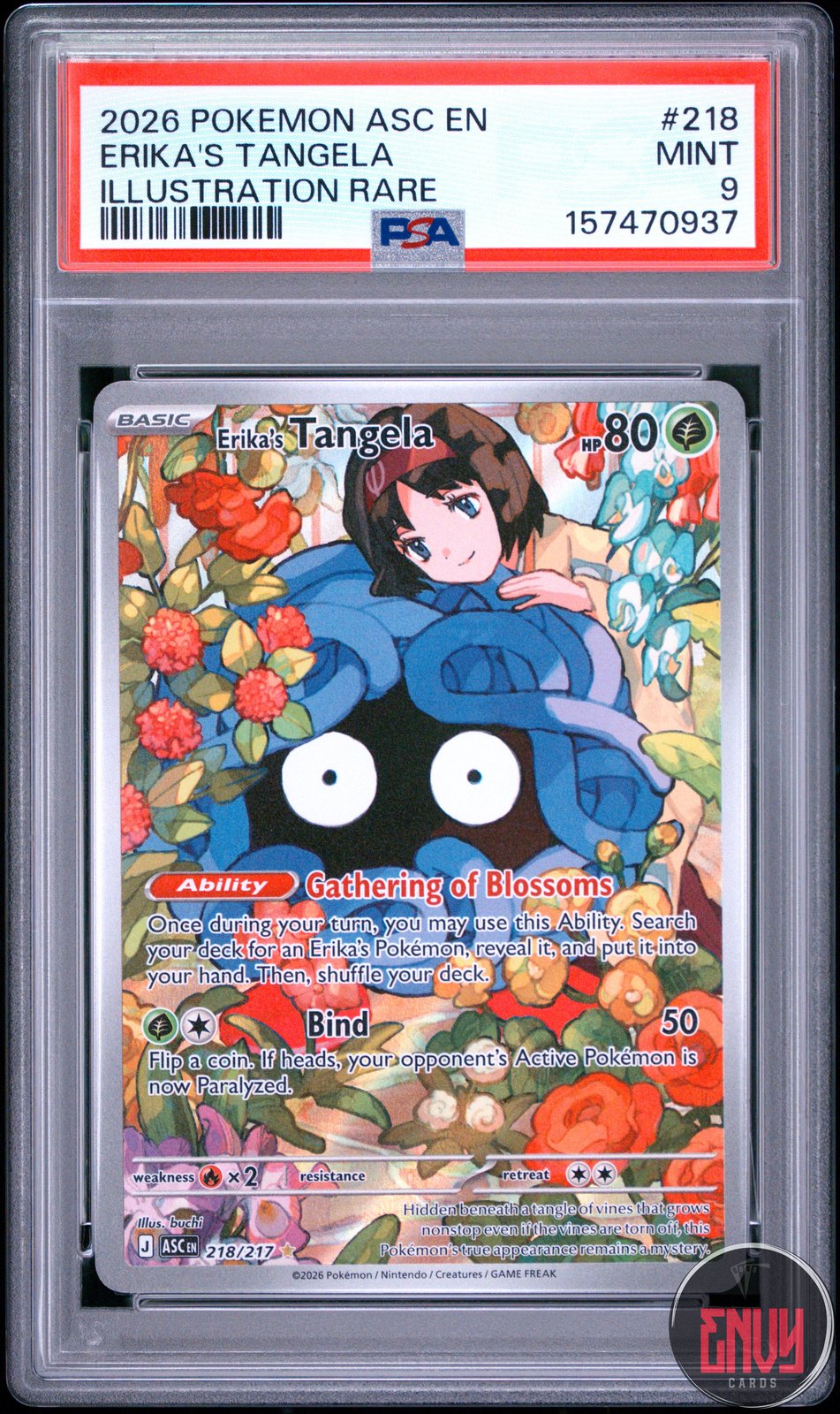 Erika's Tangela 218 Illustration Rare Ascended Heroes Pokemon PSA 9