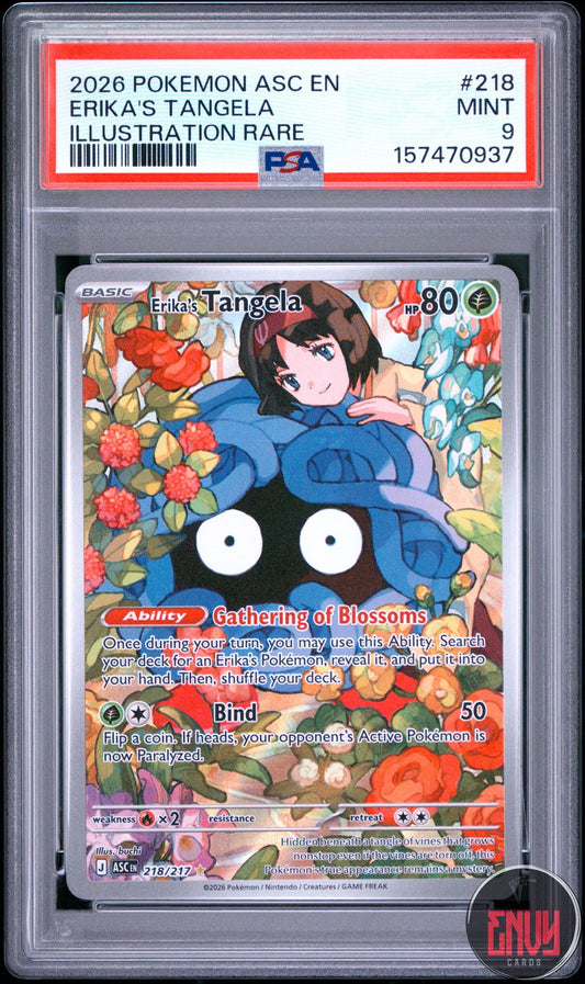 Erika's Tangela 218 Illustration Rare Ascended Heroes Pokemon PSA 9
