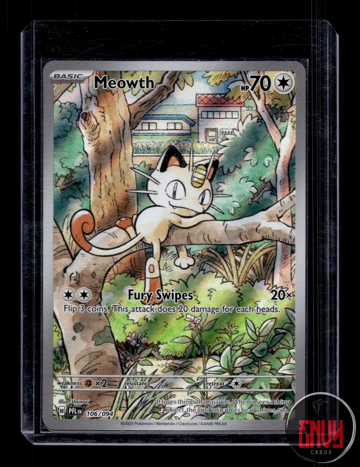 Meowth Near Mint 106/094 Illustration Rare Phantasmal Flames Pokemon Holo