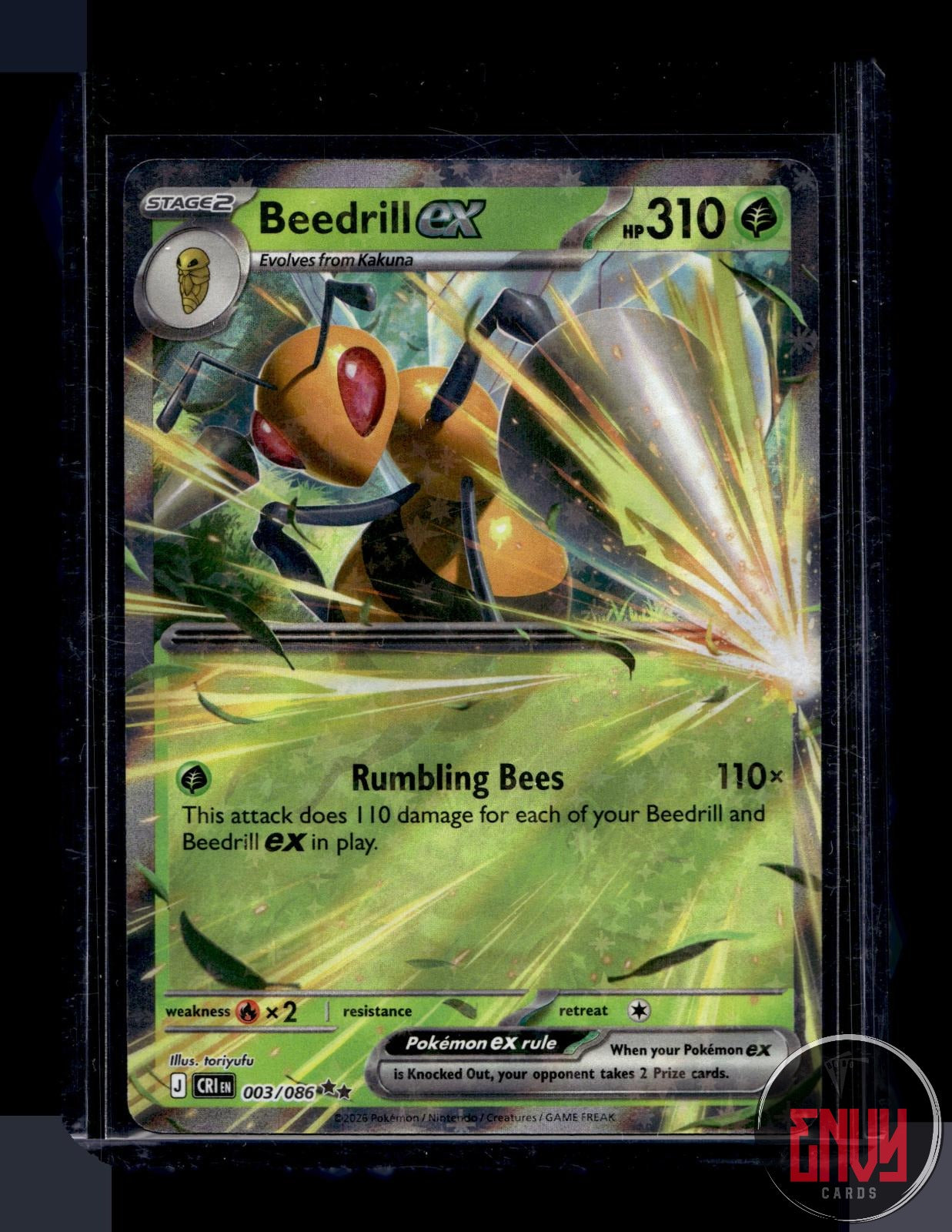 Beedrill ex Near Mint 003/086 Double Rare ME04: Chaos Rising Pokemon