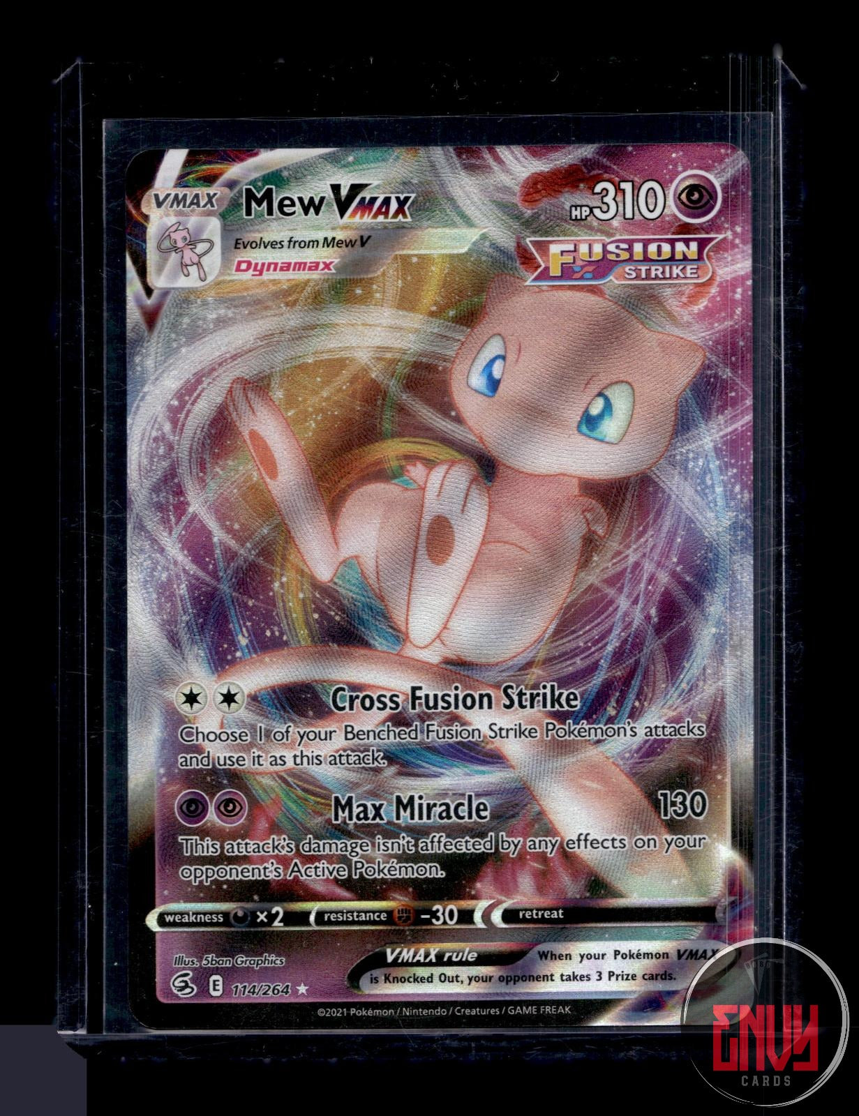 Mew VMAX Near Mint 114/264 VMAX Rare Fusion Strike Pokemon Holo