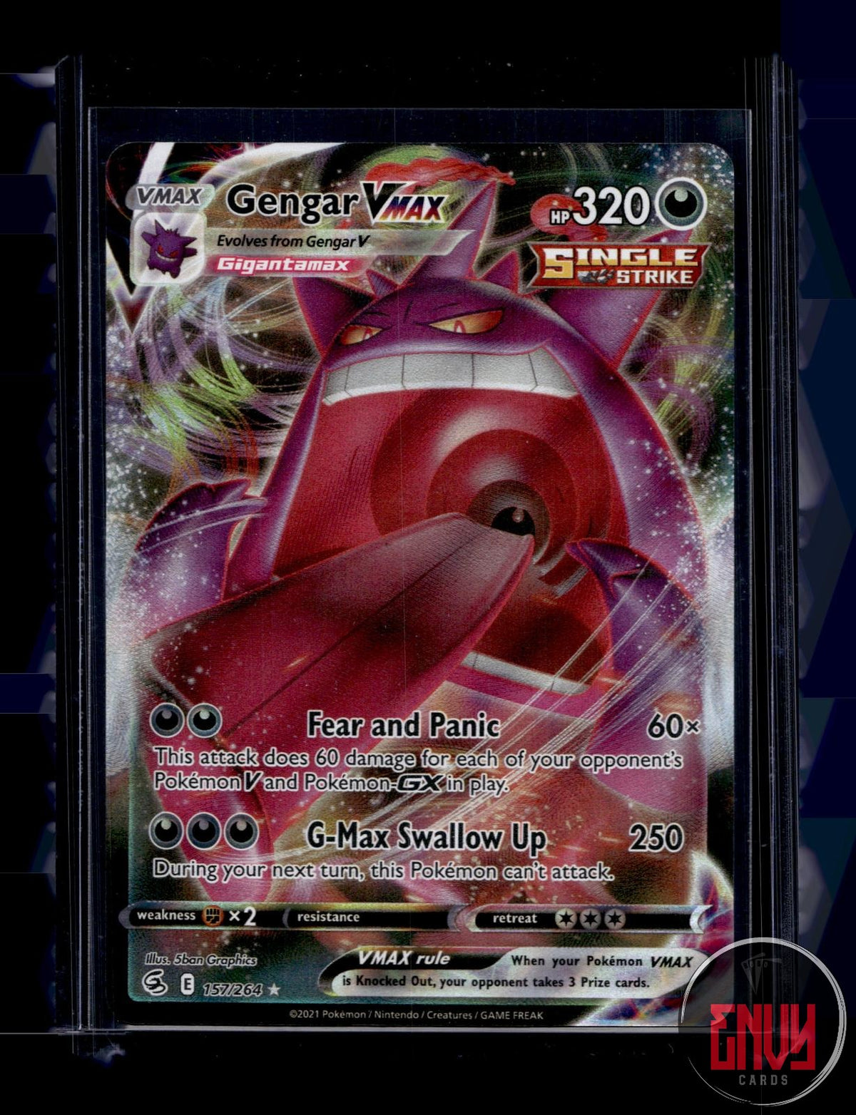 Gengar VMAX Lightly Played 157/264 VMAX Rare Fusion Strike Pokemon Holo