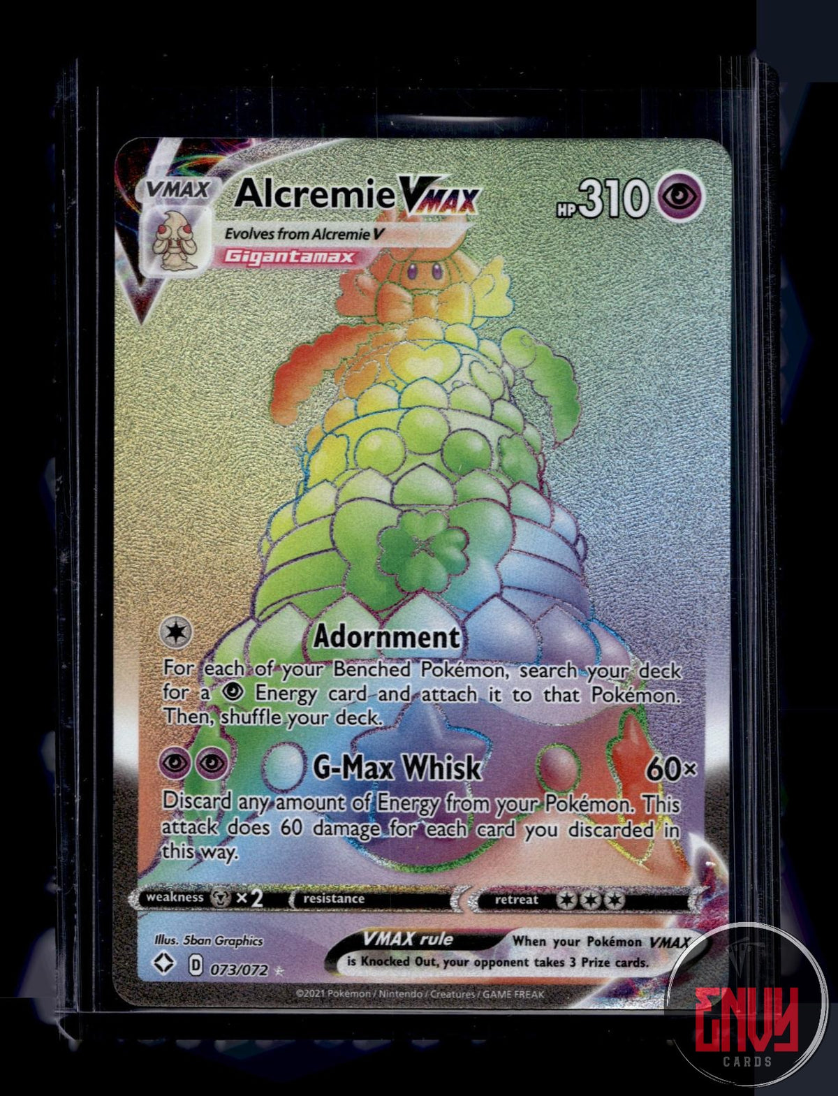 Alcremie VMAX Near Mint 073/072 Rainbow Rare Shining Fates Pokemon Holo