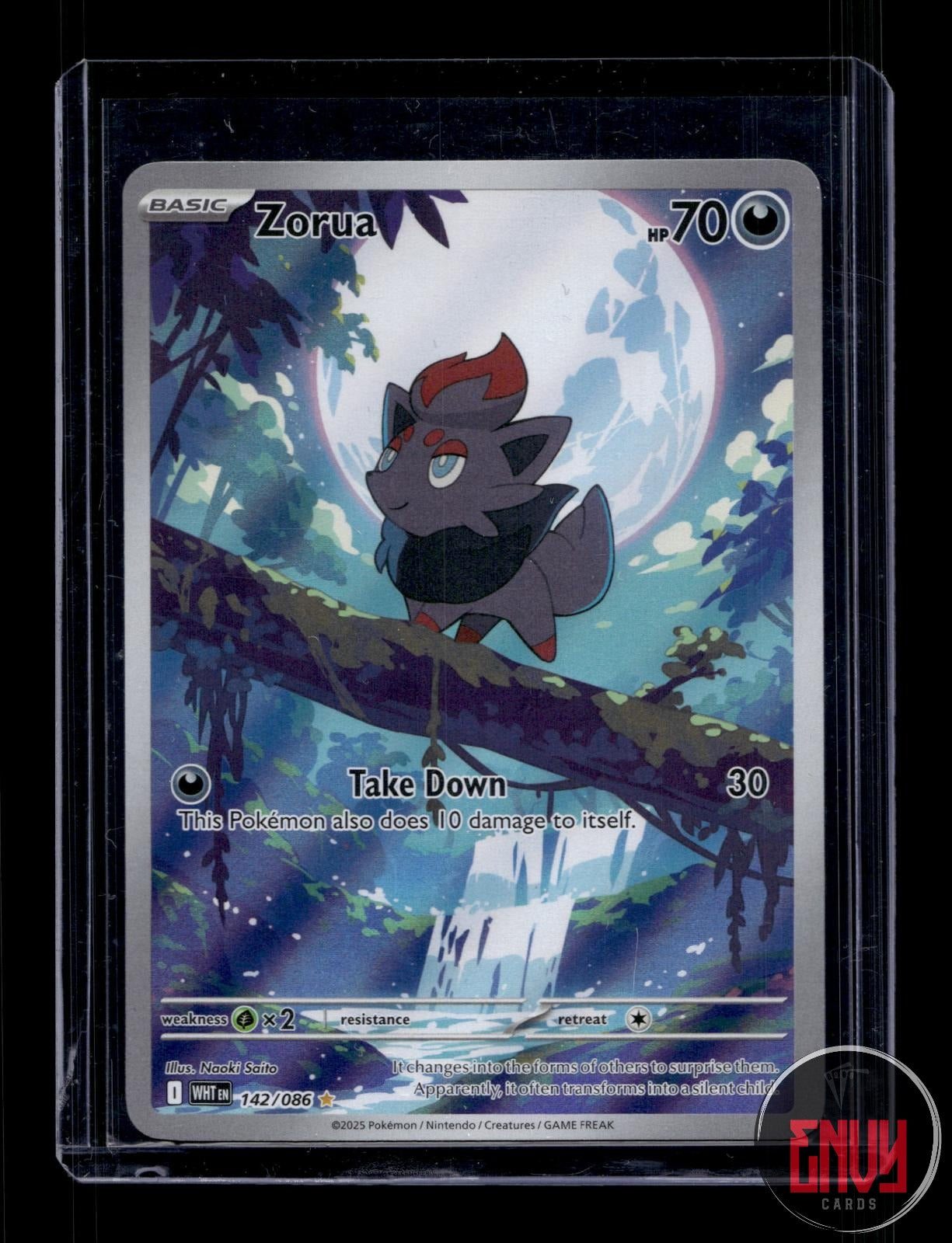 Zorua Lightly Played 142/086 Illustration Rare White Flare Pokemon Holo