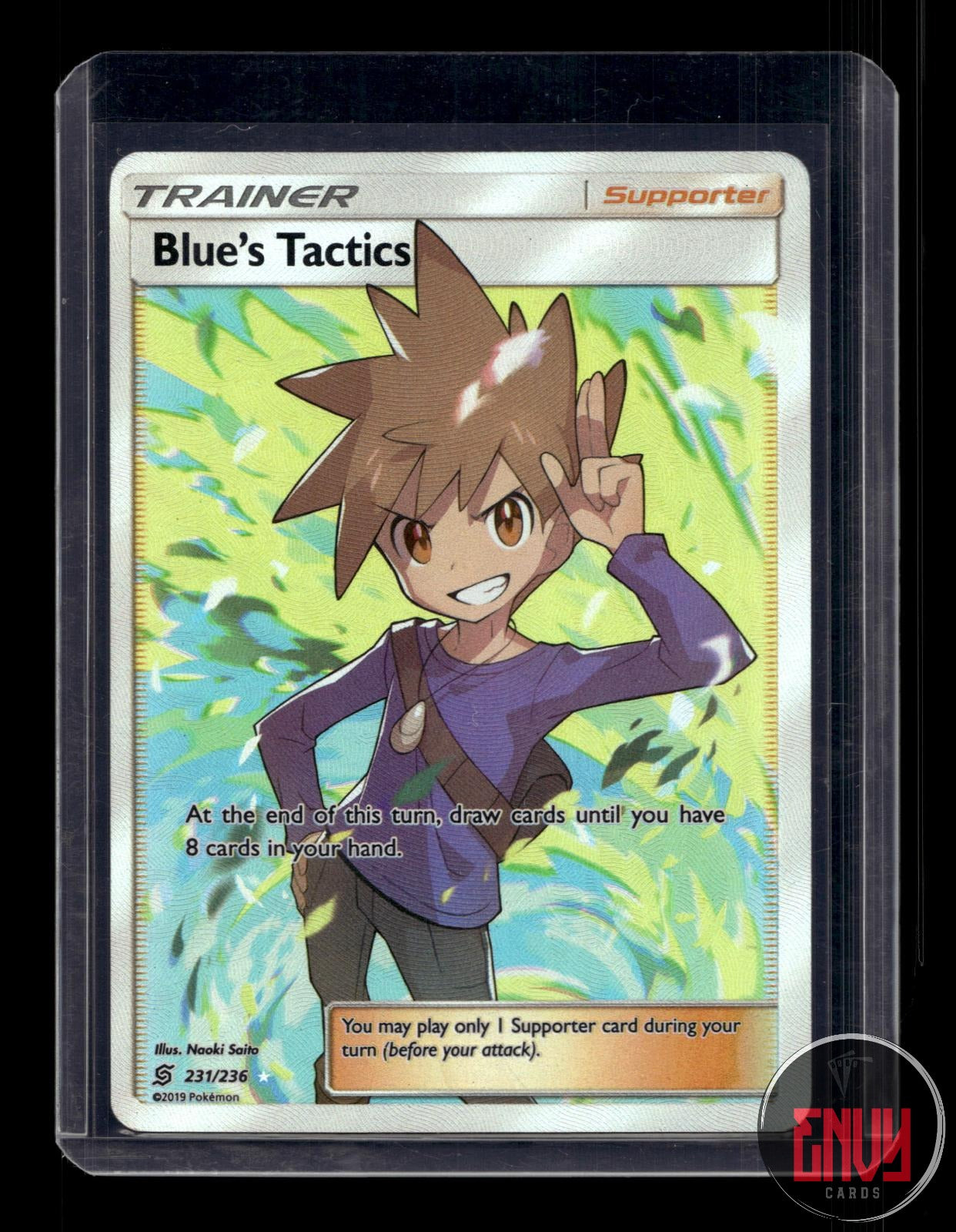 Blue's Tactics Near Mint 231/236 Ultra Rare Unified Minds Pokemon Holo