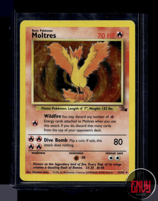 Moltres Lightly Played 12/62 Rare Fossil Pokemon Unlimited Holo