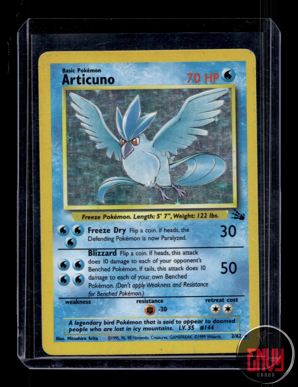 Articuno Heavily Played 2/62 Rare Fossil Pokemon Unlimited Holo