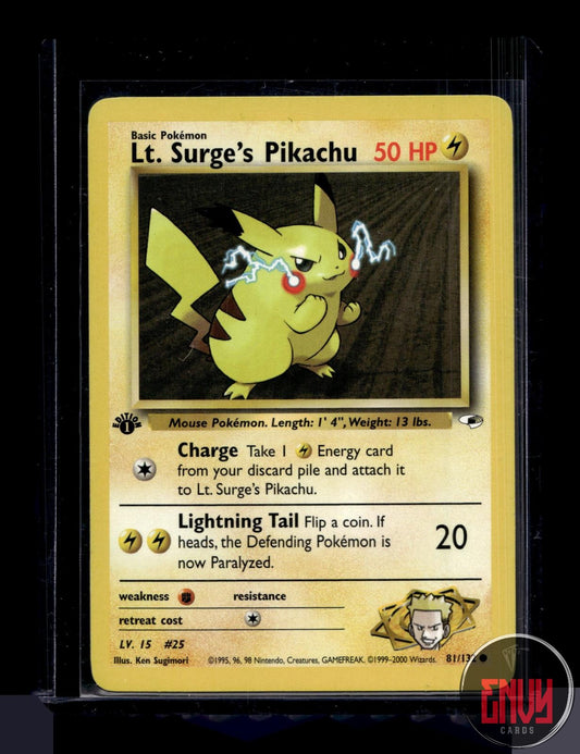Lt. Surge's Pikachu Lightly Played 81/132 Common Gym Heroes Pokemon 1st Edition