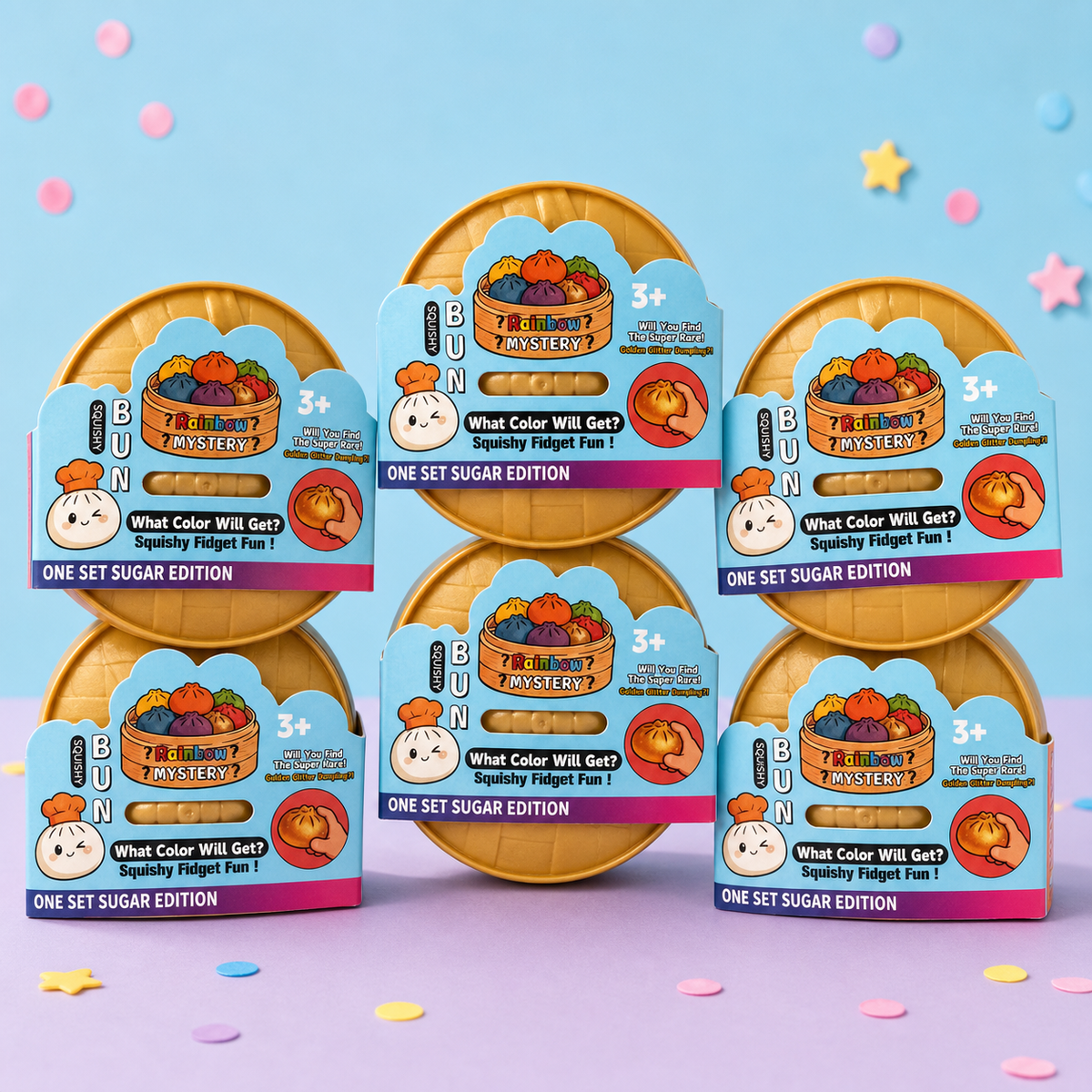 Glitter Squishy Bun Mystery Blind Pack –Assorted Stress Toys