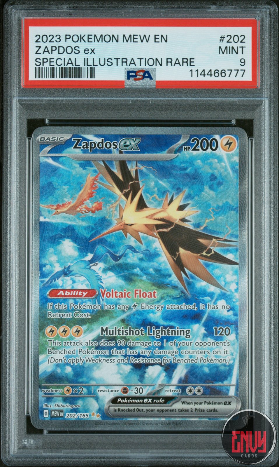 Zapdos EX 202/165 Special Illustration Rare 151 Pokemon PSA 9