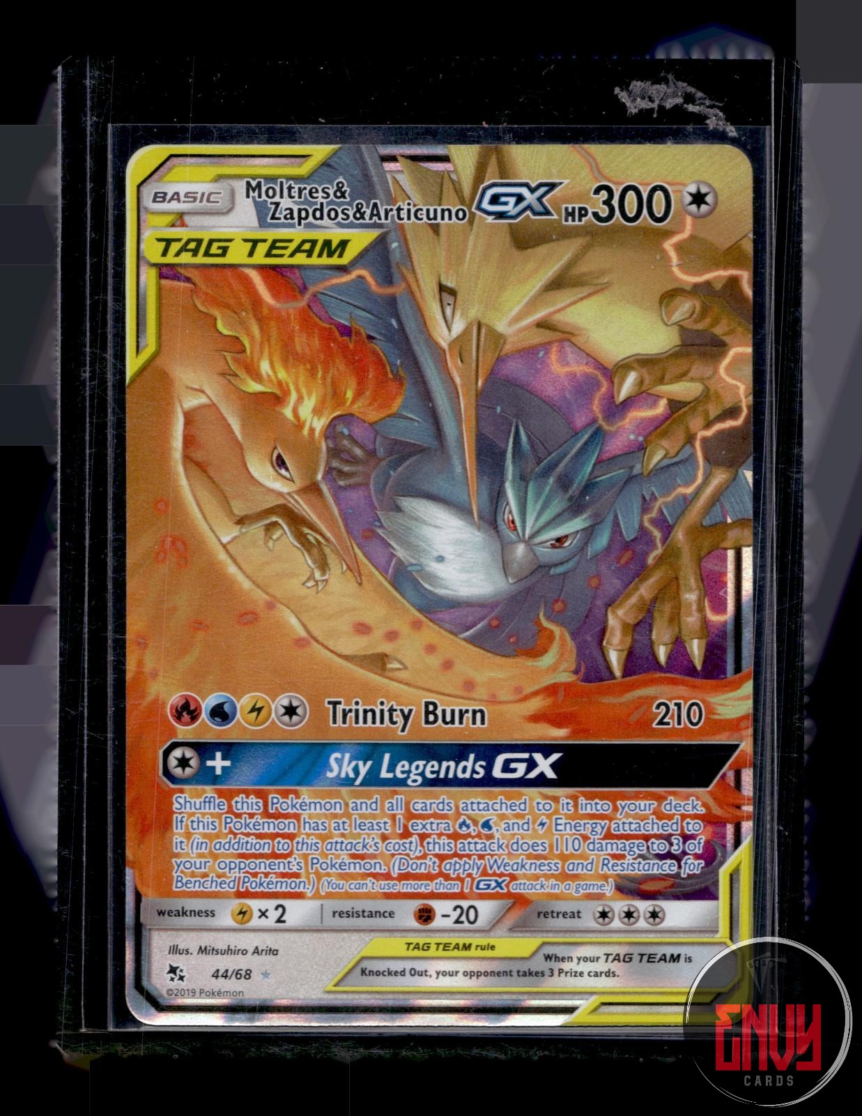 Moltres & Zapdos & Articuno GX Near Mint 44/68 GX Rare Hidden Fates Pokemon Holo