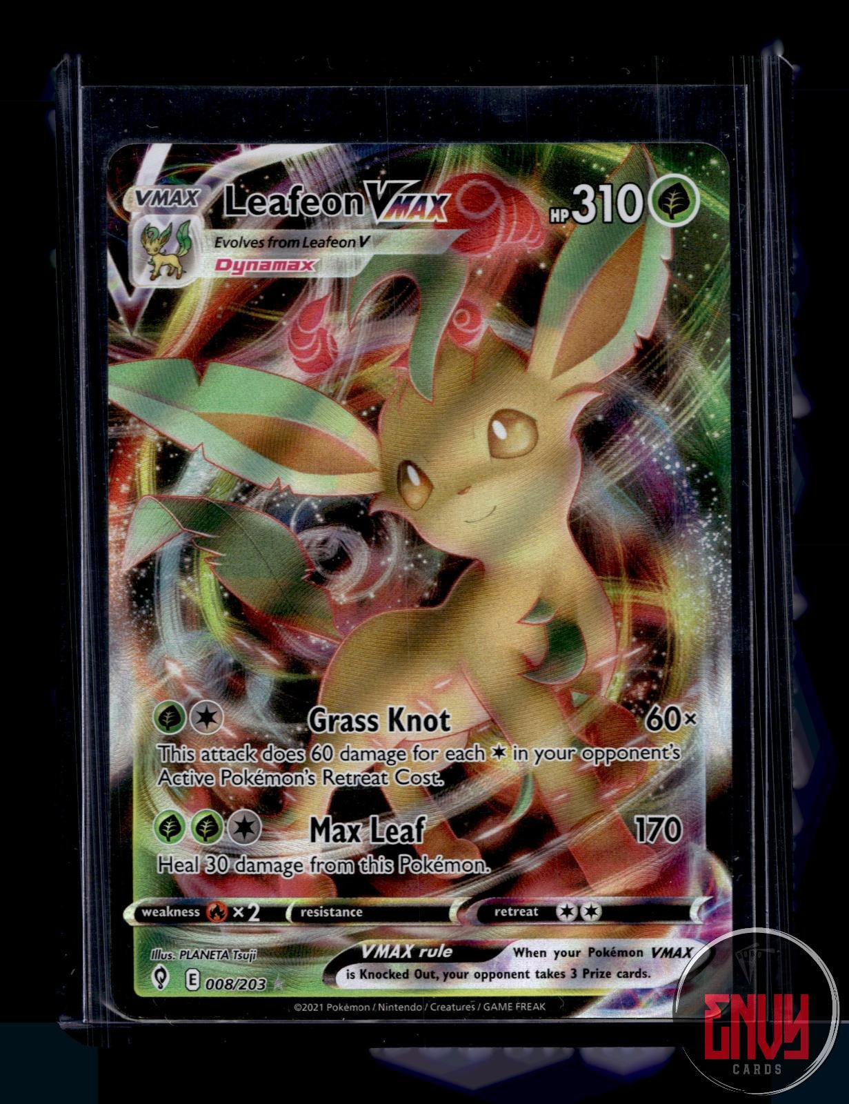 Leafeon VMAX Near Mint 008/203 VMAX Rare Evolving Skies Pokemon Holo