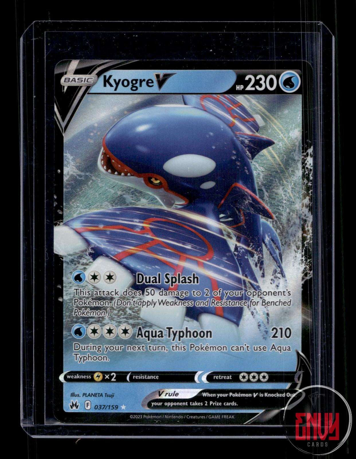 Kyogre V Near Mint 037/159 V Rare Crown Zenith Pokemon Holo