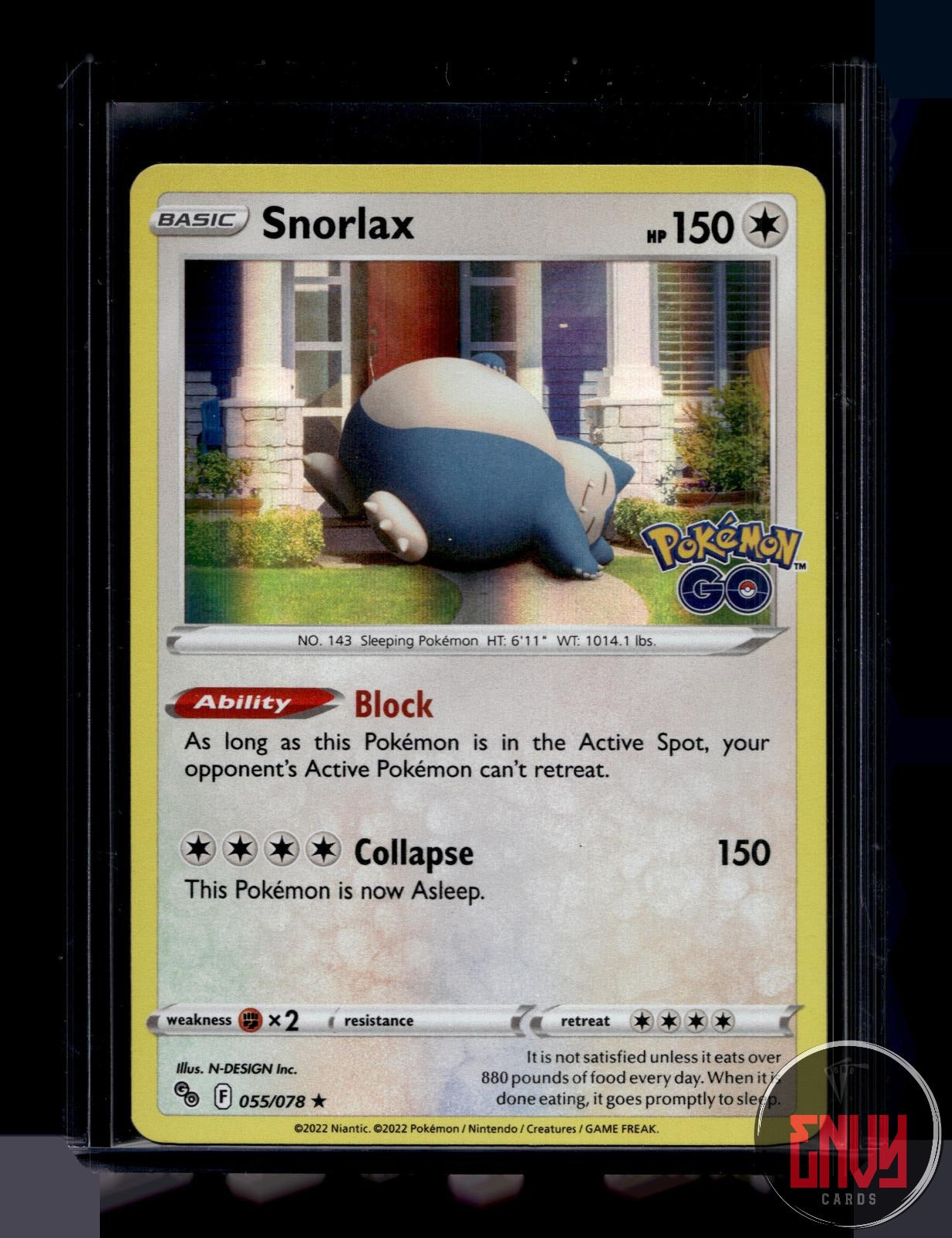 Snorlax Near Mint 055/078 Rare Pokemon GO Pokemon Holo