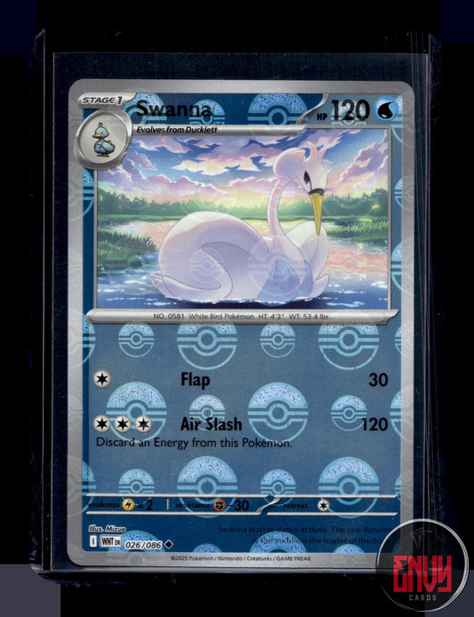 Swanna (Poke Ball Pattern) Near Mint 026/086 Uncommon White Flare Pokemon