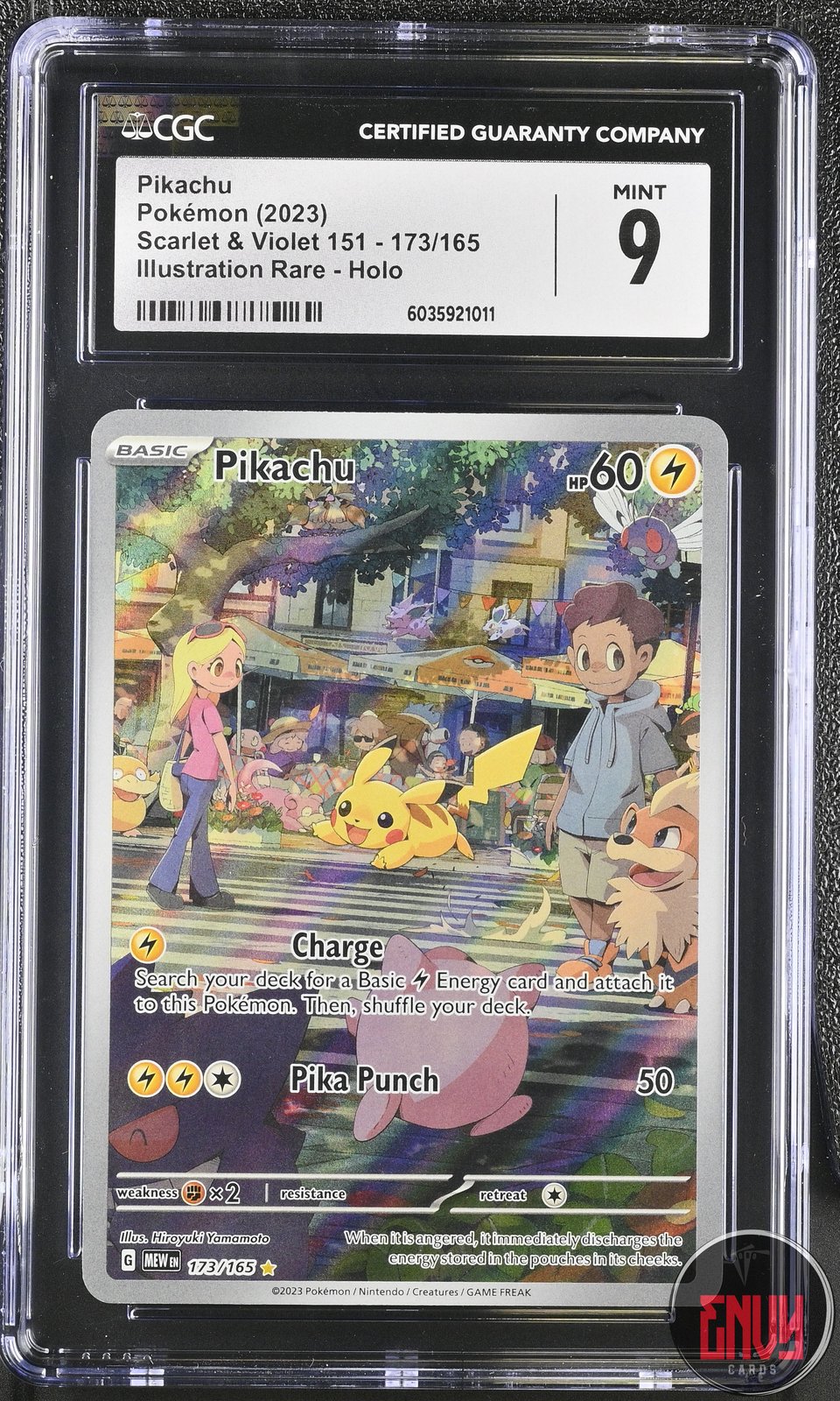 Pikachu 173/165 Illustration Rare Holo Scarlet & Violet 151 Pokemon CGC 9 Mint