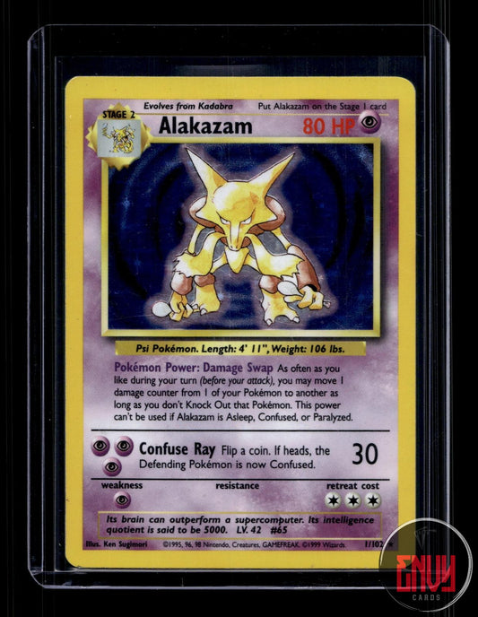 Alakazam Moderately Played 1/102 Holo Rare Base Set Unlimited Pokemon