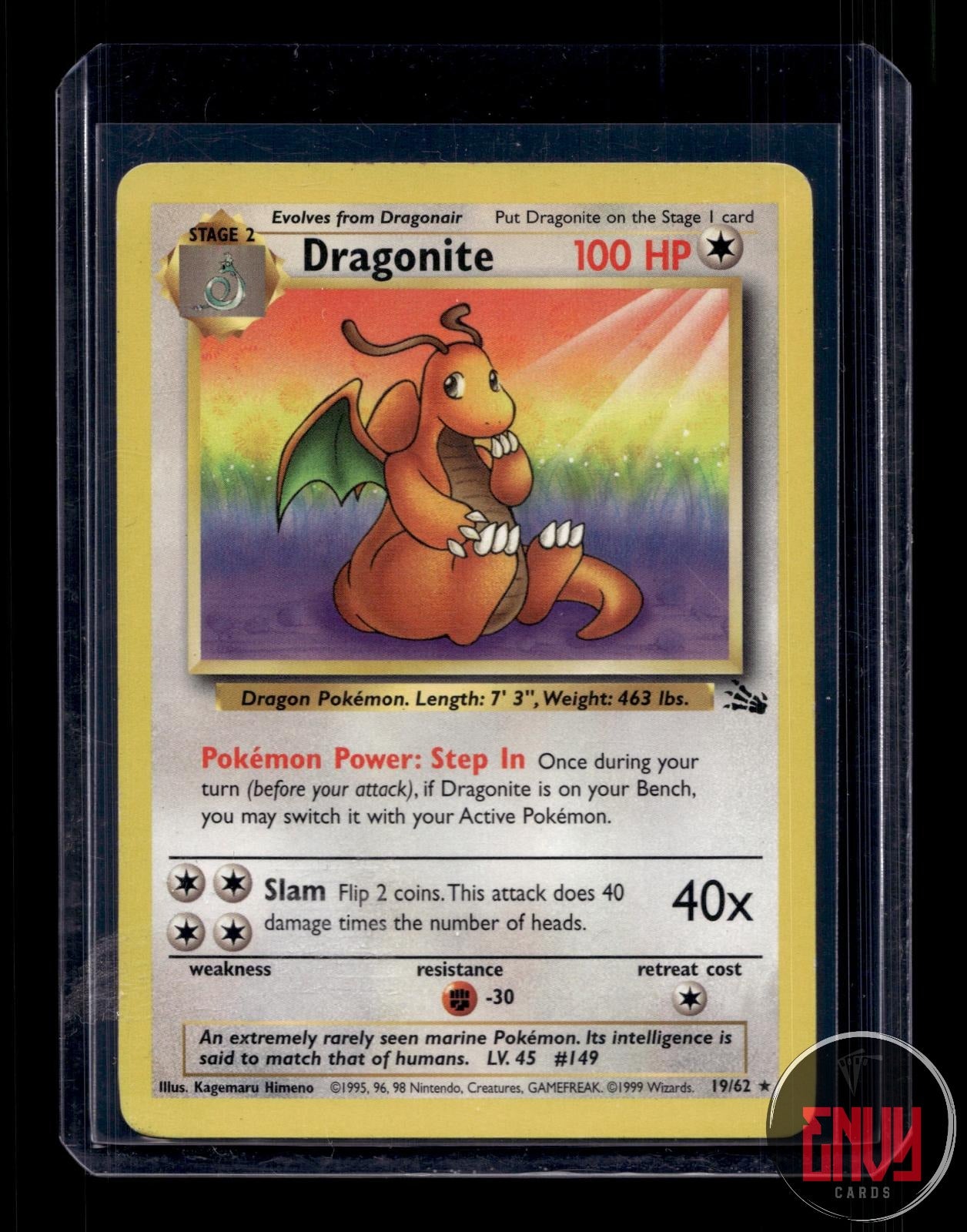 Dragonite Lightly Played 19/62 Rare Fossil Pokemon Unlimited