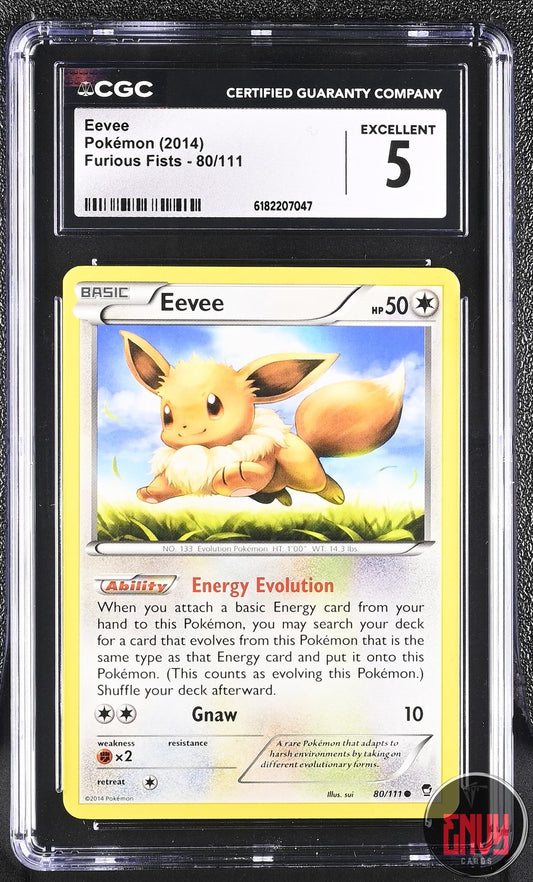 Eevee 80/111 Furious Fists Pokemon CGC 5 Excellent