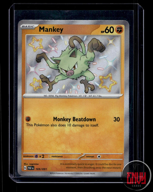 Mankey Near Mint 169/091 Shiny Rare Paldean Fates Pokemon